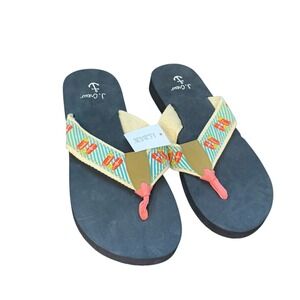 J. Crew Factory embroidered Drink Party Flipflops NWT‎ Size 7